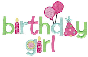 Machine embroidery designs  birthday girl  bunnycup embroidery