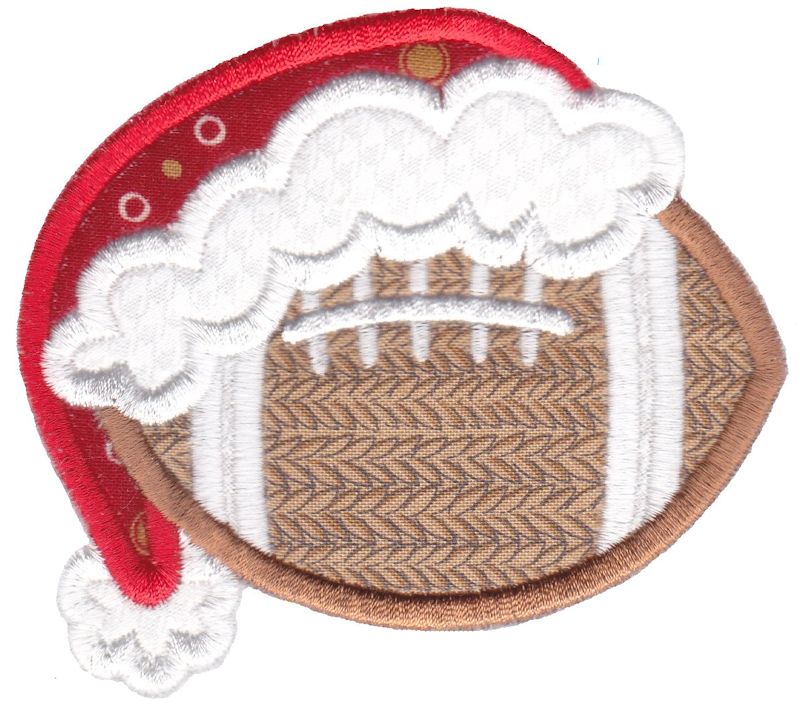 Football With Santa Hat Applique