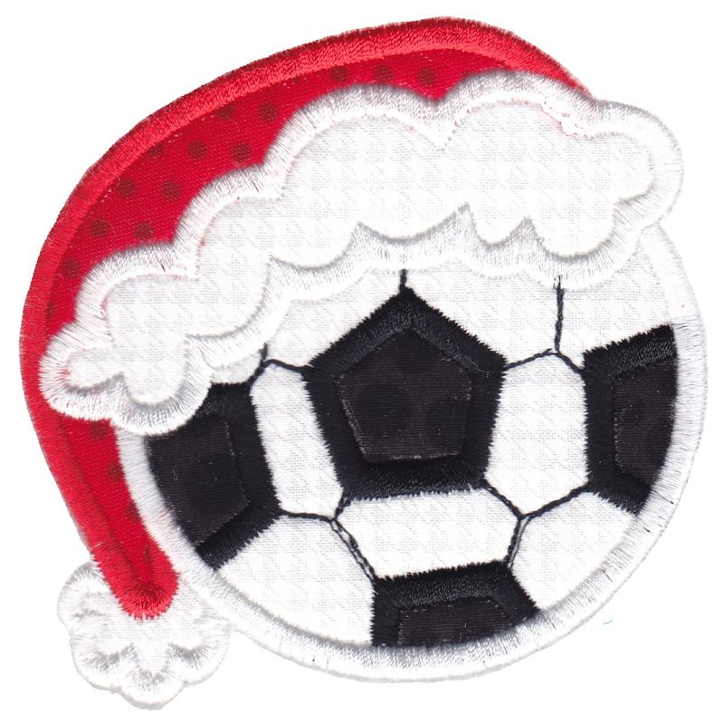 Soccer Ball With Santa Hat Applique