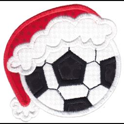 Soccer Ball With Santa Hat Applique