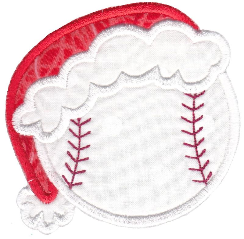 Baseball With Santa Hat Applique