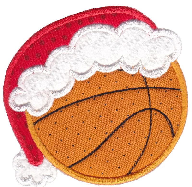 Basketball With Santa Hat Applique