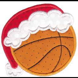 Basketball With Santa Hat Applique