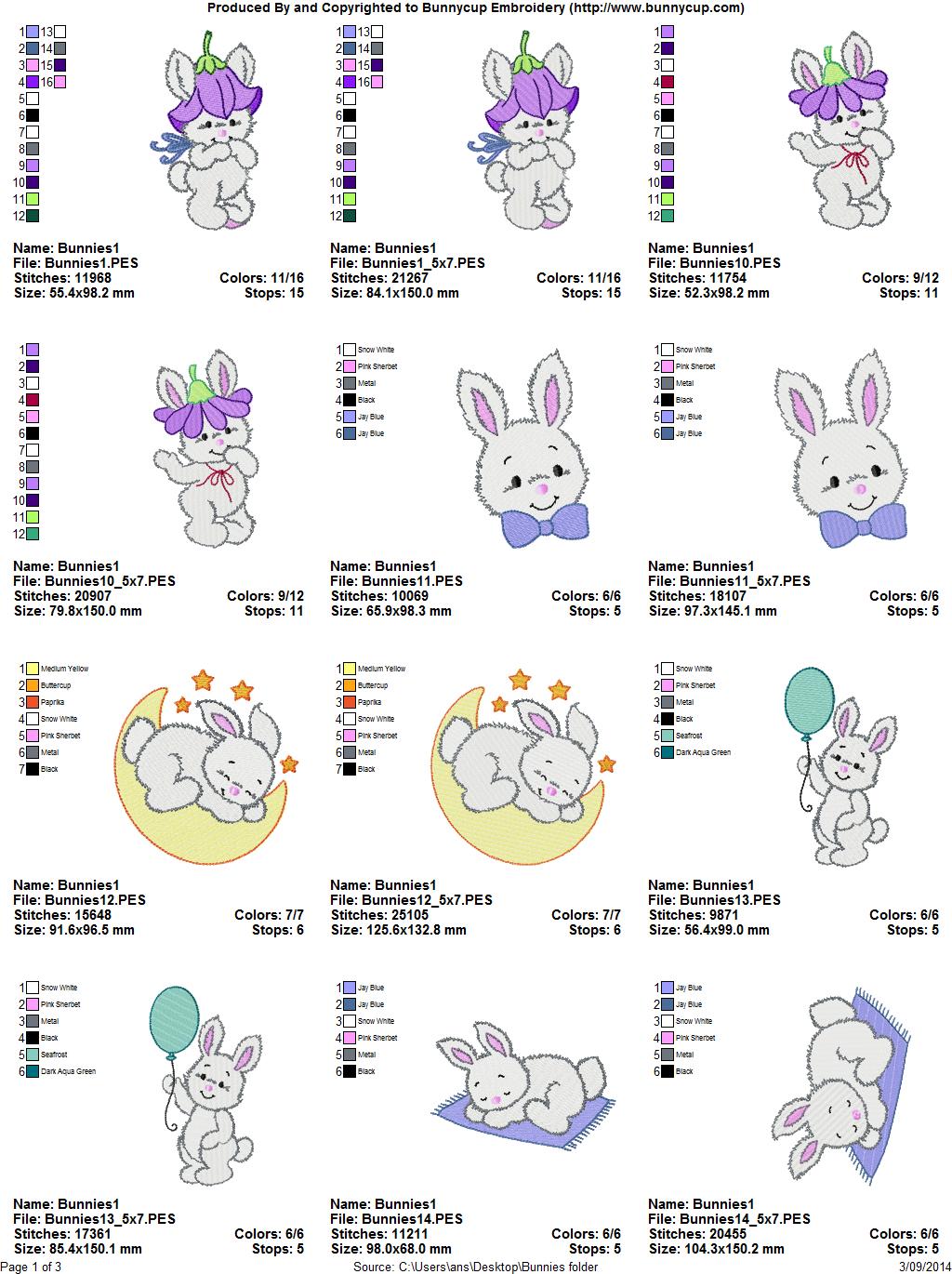 Bunnies Embroidery Designs - Bunnycup Embroidery