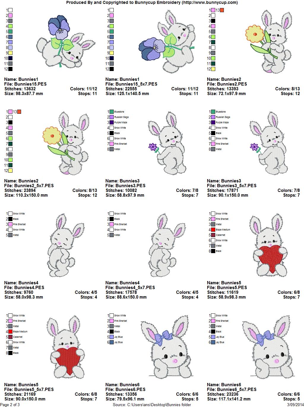 Bunnies Embroidery Designs - Bunnycup Embroidery