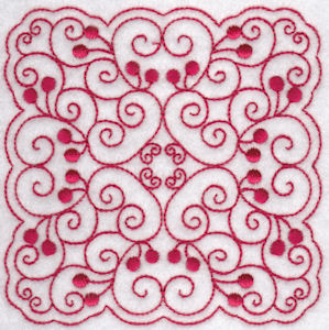 Cherries Quilt Blocks Redwork 1