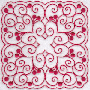 Cherries Quilt Blocks Redwork 4