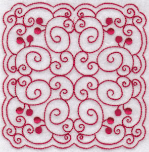 Cherries Quilt Blocks Redwork 9