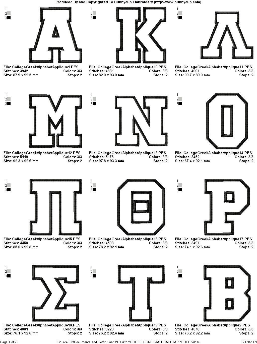 Greek Letter Chart