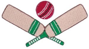 Crossed Cricket Bats and Ball
