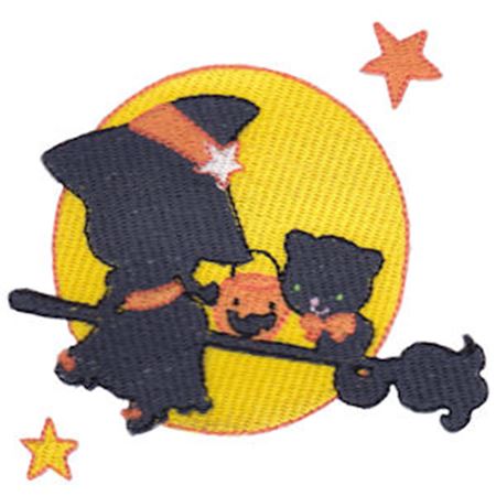 Silhouette Witch Cat Moon