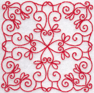 Elegant Quilt Blocks Redwork 10