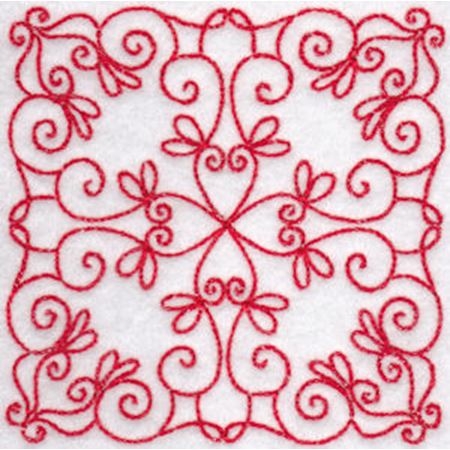 Elegant Quilt Blocks Redwork 10
