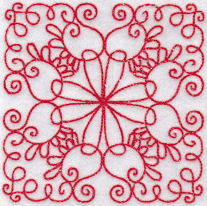 Elegant Quilt Blocks Redwork 12