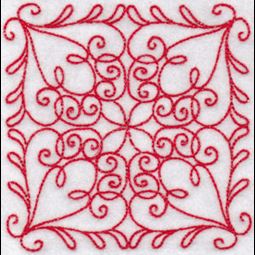 Elegant Quilt Blocks Redwork 4