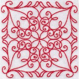 Elegant Quilt Blocks Redwork 4