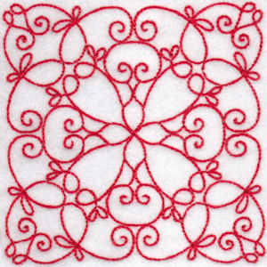 Elegant Quilt Blocks Redwork 5