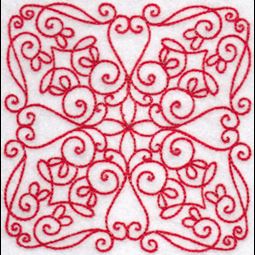 Elegant Quilt Blocks Redwork 6