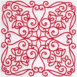 Elegant Quilt Blocks Redwork 6