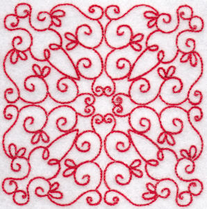 Elegant Quilt Blocks Redwork 8
