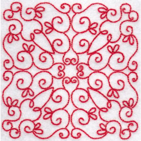 Elegant Quilt Blocks Redwork 8
