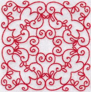 Elegant Quilt Blocks Redwork 9