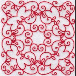 Elegant Quilt Blocks Redwork 9