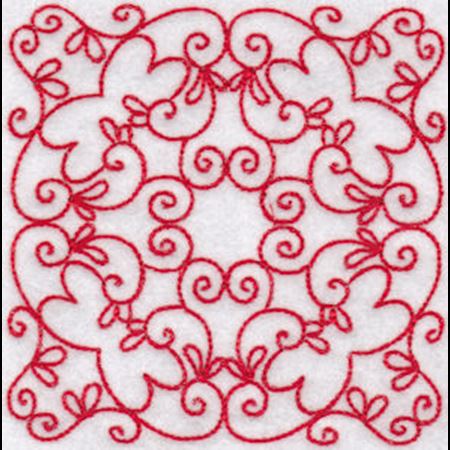Elegant Quilt Blocks Redwork 9