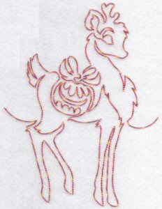Festive Deers Redwork 3