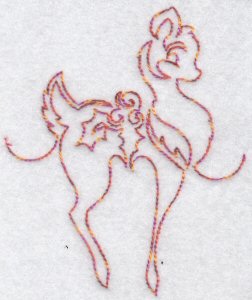 Festive Deers Redwork 5