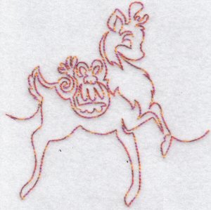 Festive Deers Redwork 8