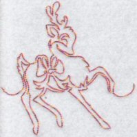 Festive Deers Redwork