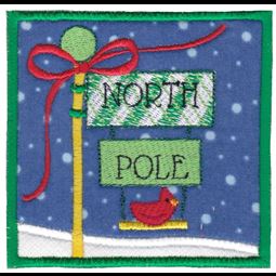 North Pole Sign Post Applique