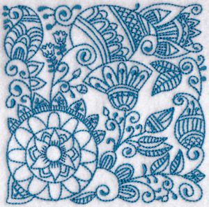 Ink Flower Redwork Blocks 1