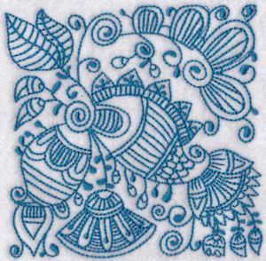 Ink Flower Redwork Blocks 10