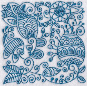 Ink Flower Redwork Blocks 12