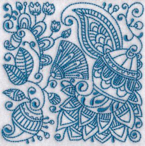 Ink Flower Redwork Blocks 2