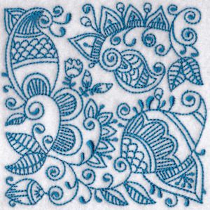 Ink Flower Redwork Blocks 3