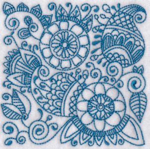 Ink Flower Redwork Blocks 4