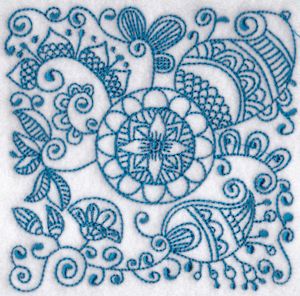 Ink Flower Redwork Blocks 5