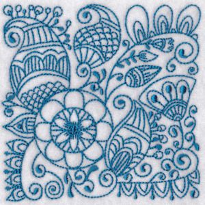 Ink Flower Redwork Blocks 6