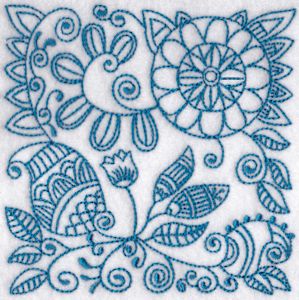 Ink Flower Redwork Blocks 7