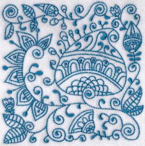 Ink Flower Redwork Blocks 9