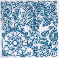 Ink Flower Redwork Blocks