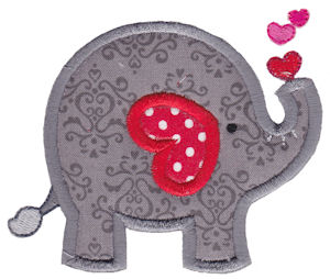 Applique Heart Elephant
