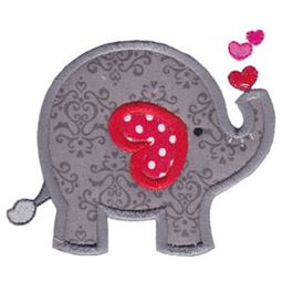 Applique Heart Elephant