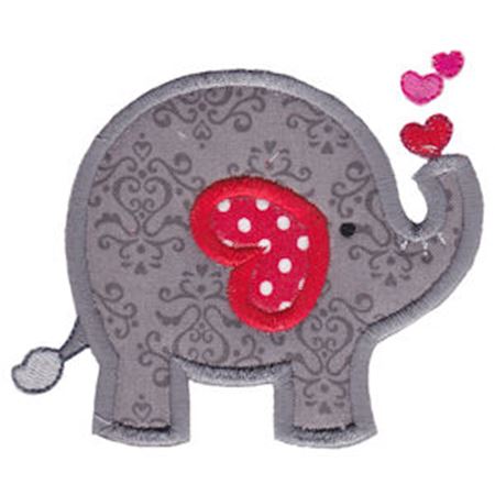 Applique Heart Elephant