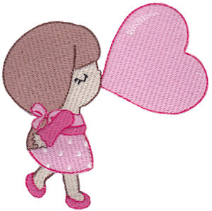 Girl Blowing Heart Bubble