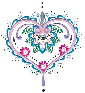 Mehndi Hearts 6 5x7 6x10