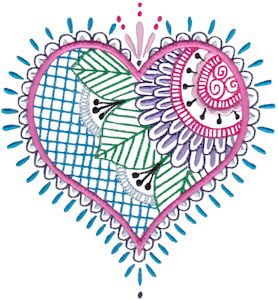 Mehndi Hearts 7 5x7 6x10